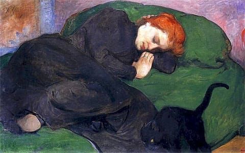 Artwork Title: Sleeping Woman with a Cat