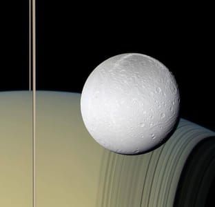 Artwork Title: Photograph of Dione taken by the Cassani spacecraft while orbiting Saturn