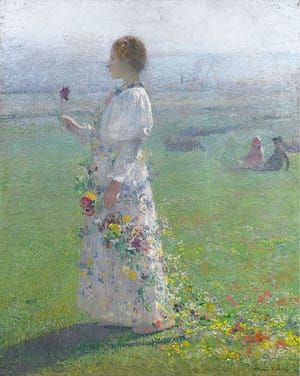 Artwork Title: Young Woman Walking by the Field