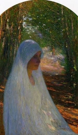 Artwork Title: Young Woman Veiled in White in a Forest
