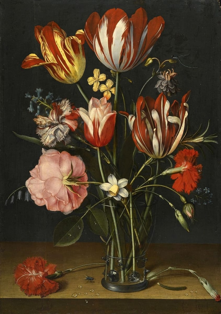 Artwork Title: Still life of tulips, carnations, a rose and other flowers