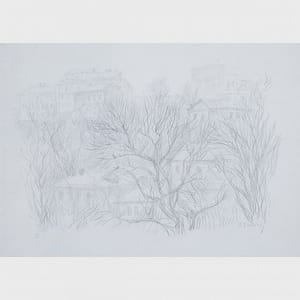Artwork Title: Town Houses Through Trees
