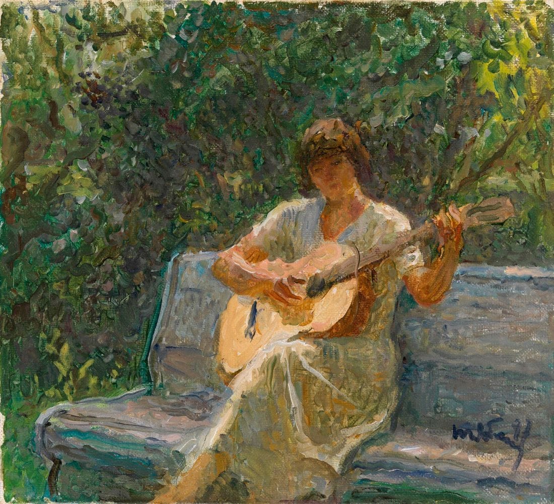 Artwork Title: The Artist’s Granddaughter Playing the Guitar