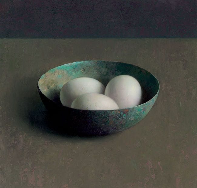 Artwork Title: Bronze Bowl with Three Eggs
