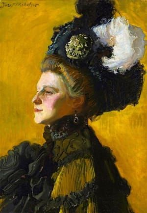 Artwork Title: Portrait with a Yellow Background, his wife Jadwiga, née Janakowska
