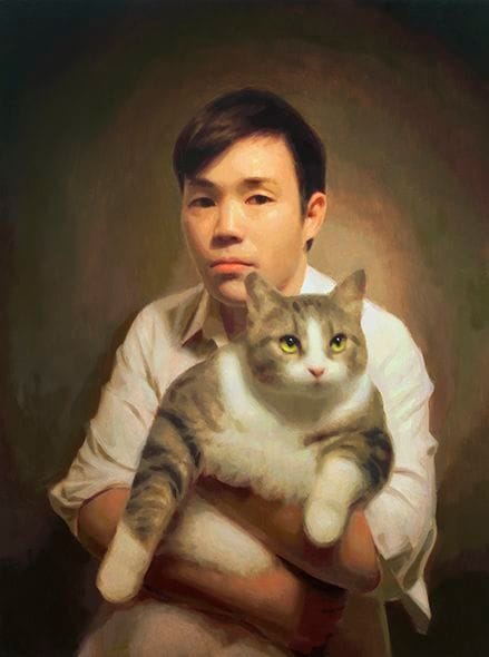 Artwork Title: Self Portrait with a Cat