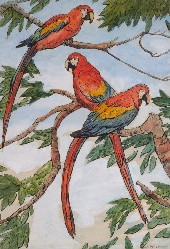 Artwork Title: 3 Scarlet Macaws