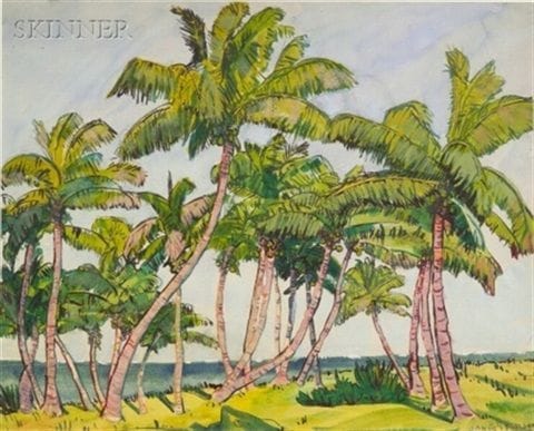 Artwork Title: Coastal View with Palm Trees