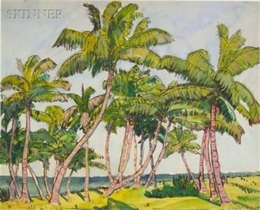 Artwork Title: Coastal View with Palm Trees