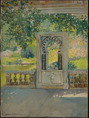 Artwork Title: Turkish Fountain with Garden (from Louis C. Tiffany Estate, Oyster Bay)