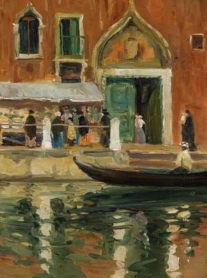 Artwork Title: Market Along the Canal, Venice