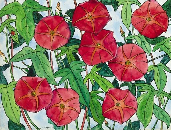 Artwork Title: Red Morning Glories