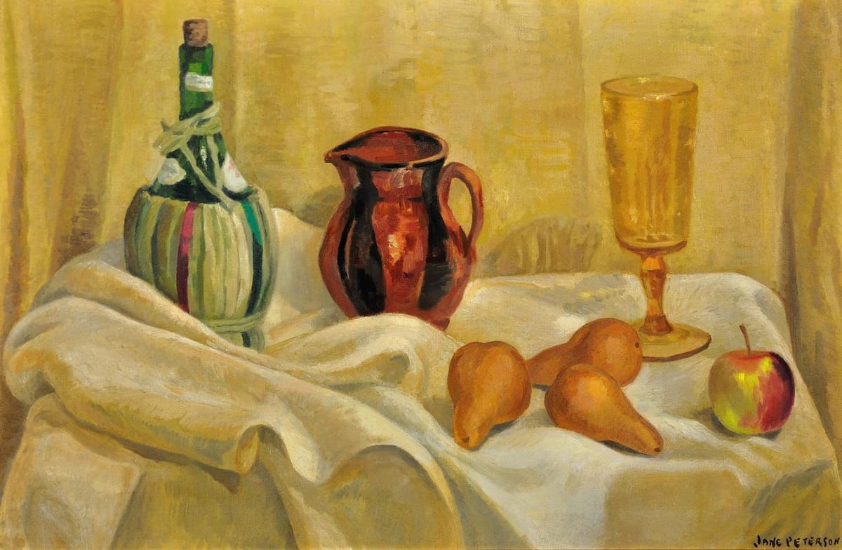 Artwork Title: Still Life of Fruit, Jug, Wine Bottle and Glass