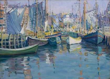Artwork Title: Boats in Harbor, Gloucester