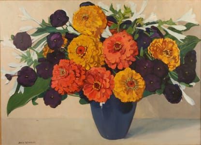 Artwork Title: Zinnias and Pansies
