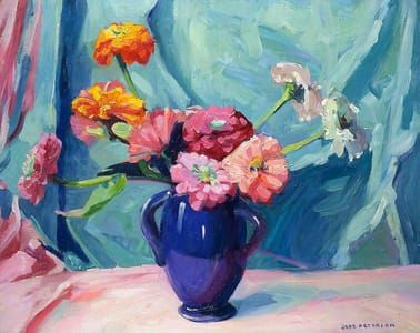Artwork Title: Flowers in a Blue Vase