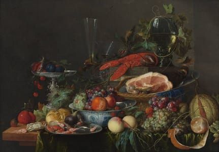 Artwork Title: Still Life with Ham, Lobster and Fruit