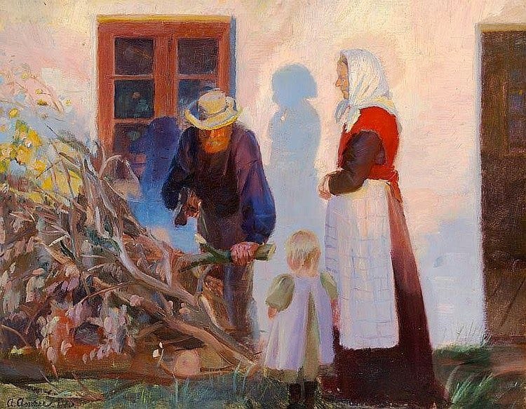 Artwork Title: A Family from Skagen Cutting Boughs in the Low Evening Sun