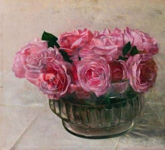 Artwork Title: Roses in a Glass Bowl