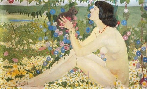 Artwork Title: Nude in a Landscape with Flowers