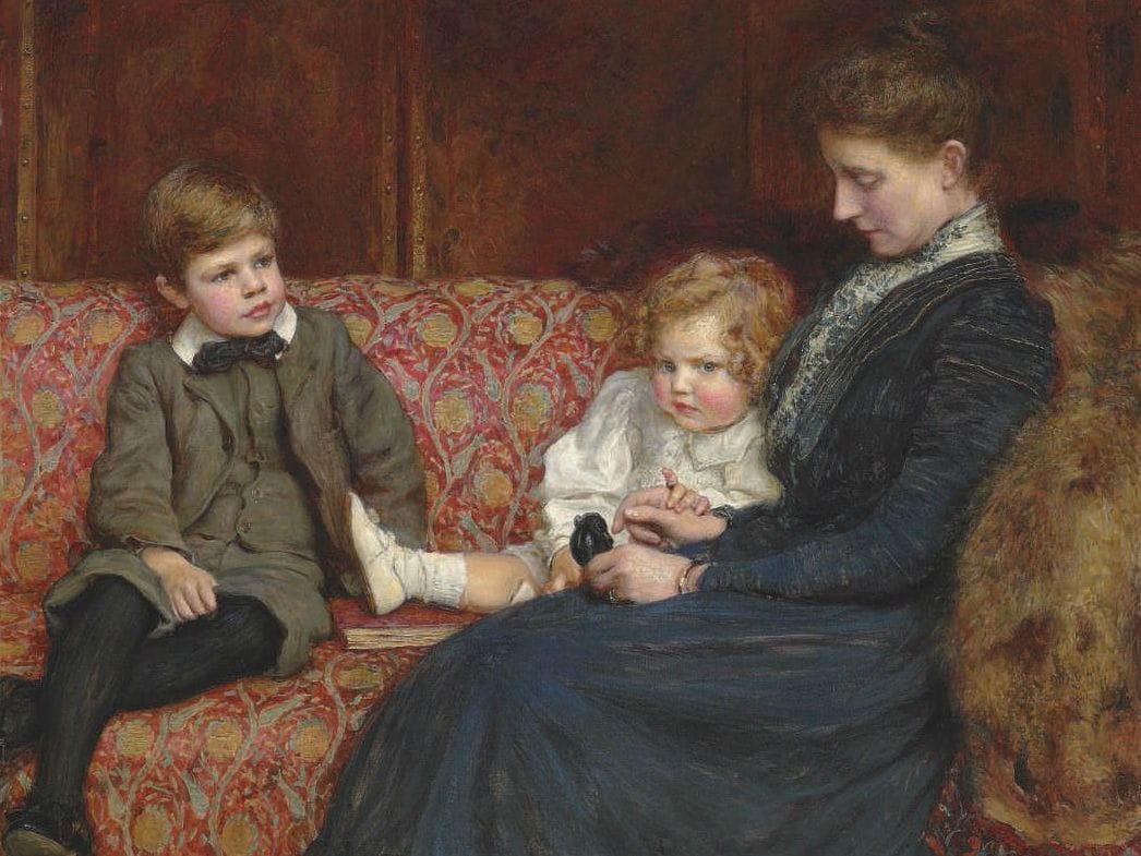 Artwork Title: Portrait of Mrs Evelyn Mary Agnew with their children