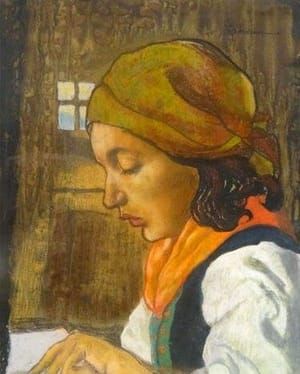 Artwork Title: Profil d'une Valaisanne lisant