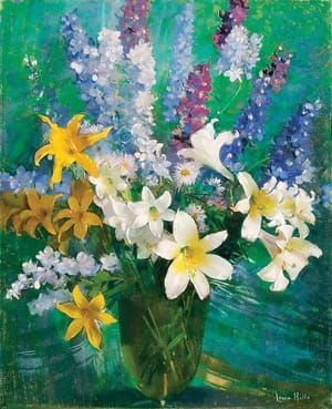Artwork Title: Larkspur and Lilies