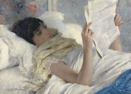 Artwork Title: Woman Reading in Bed