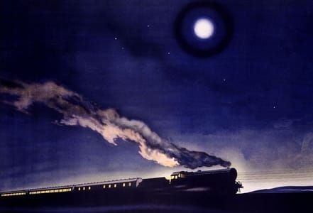 Artwork Title: LMS by Night Train to Scotland (The Flying Scotsman)