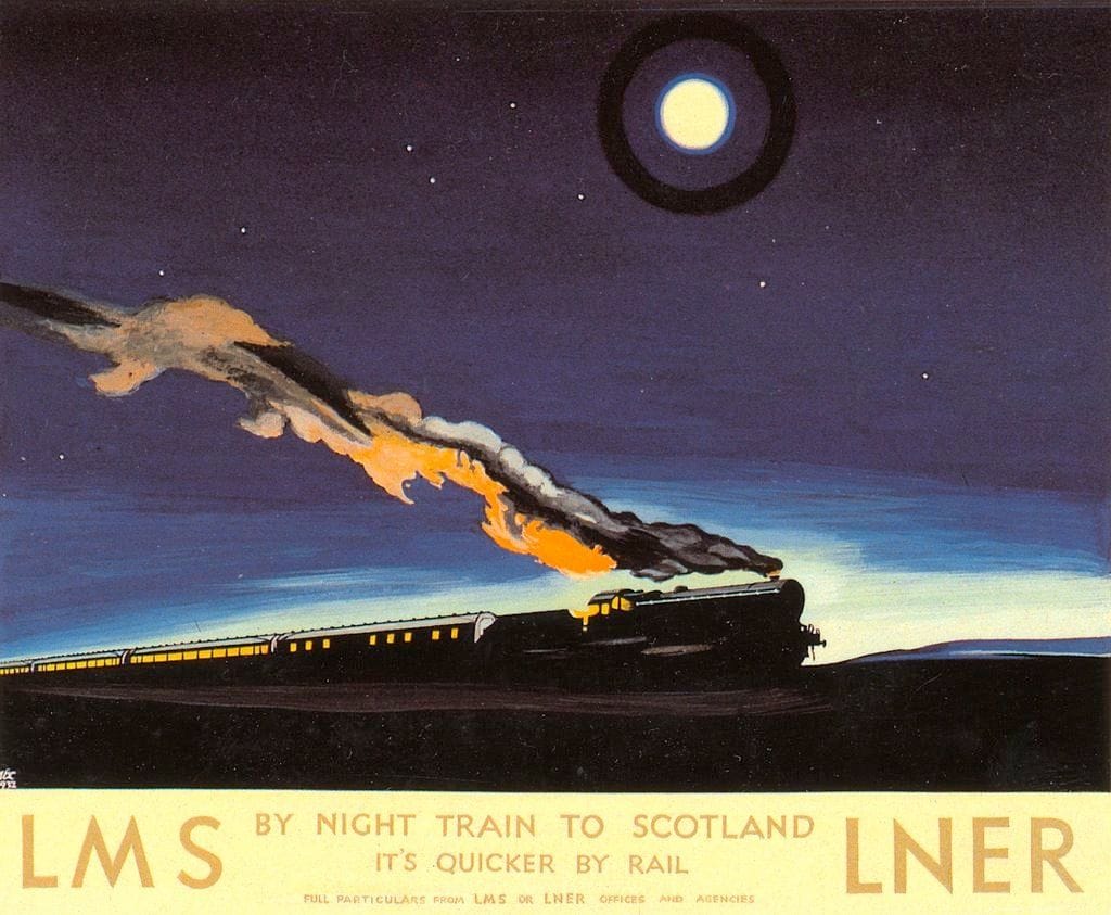 Artwork Title: LMS by Night Train to Scotland (The Flying Scotsman)