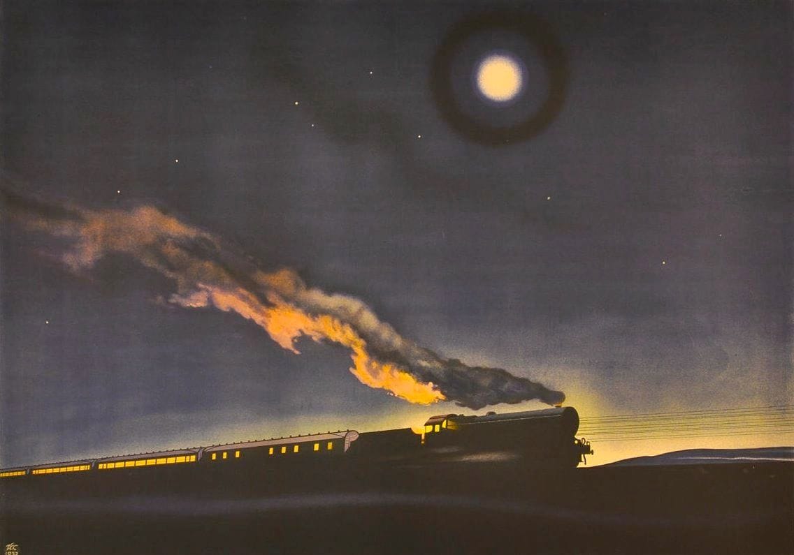 Artwork Title: LMS by Night Train to Scotland (The Flying Scotsman)