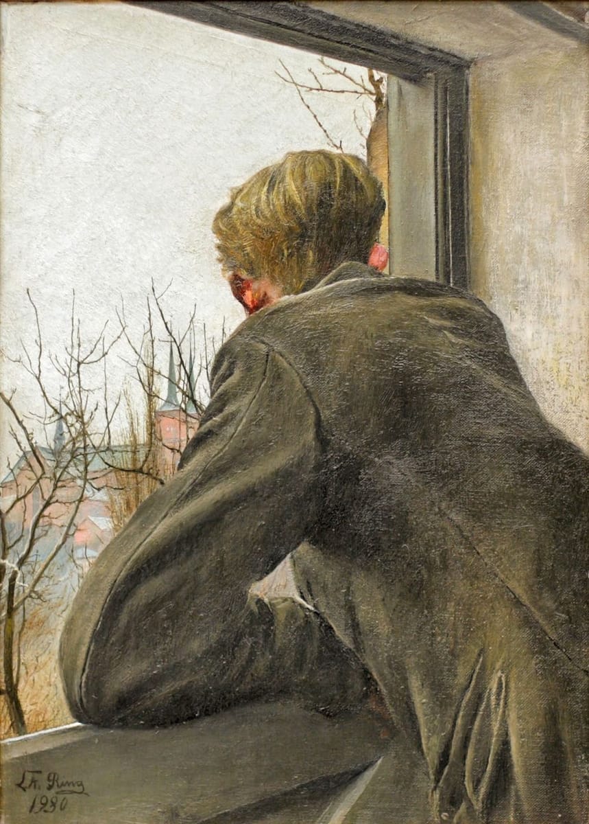 Artwork Title: Sønnen Ole kigger ud af vinduet (  Ole Looking out of the Window)