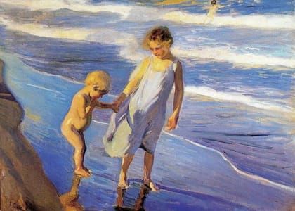 Artwork Title: Valencia, Two Children on the Beach