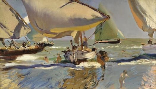 Artwork Title: Barcas en la playa (Boats on the Beach)