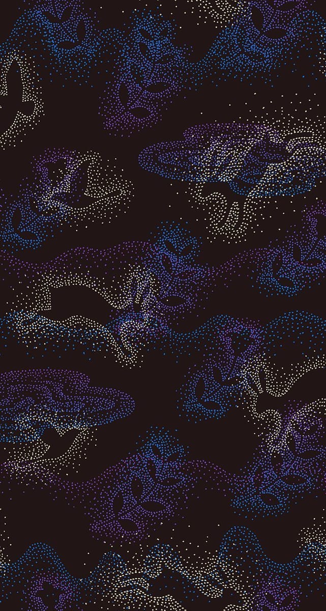 Artwork Title: Rabbits and Birds. Dot pattern iPhone wallpaper