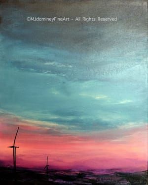 Artwork Title: No Wind – Windmills At Sunset