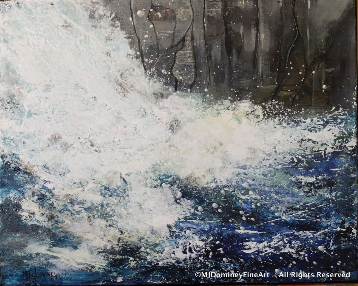 Artwork Title: On The Rocks – Waves Crash Against A Rugged Coastline