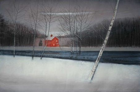Artwork Title: House beside Lake in Winter