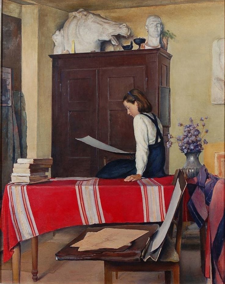 Artwork Title: Interior, Woman Reading