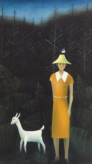 Artwork Title: Vrouw (Akkie) Vrouw van den schilder met geitje in een bosch
