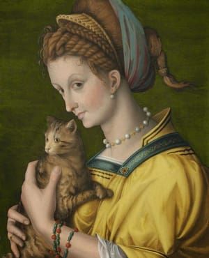 Artwork Title: Portrait of a Young Lady Holding a Cat