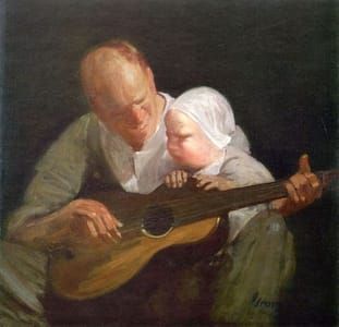 Artwork Title: Man and Child with Guitar