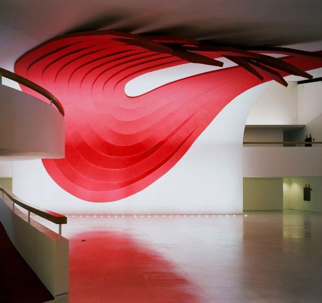 Artwork Title: Ondas vermelhas de gesso, auditório do Ibirapuera  (Red Plaster Waves, Ibirapuera auditorium)