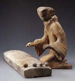 Artwork Title: Pottery musician. 2nd century BC, unearthed from Tuoloanshan King of Chu tomb in 1989