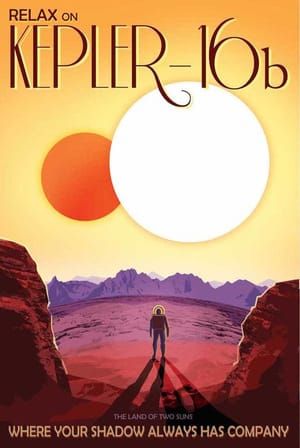 Artwork Title: NASA Retro Space Travel Illustrated Poster - Kepler 16b