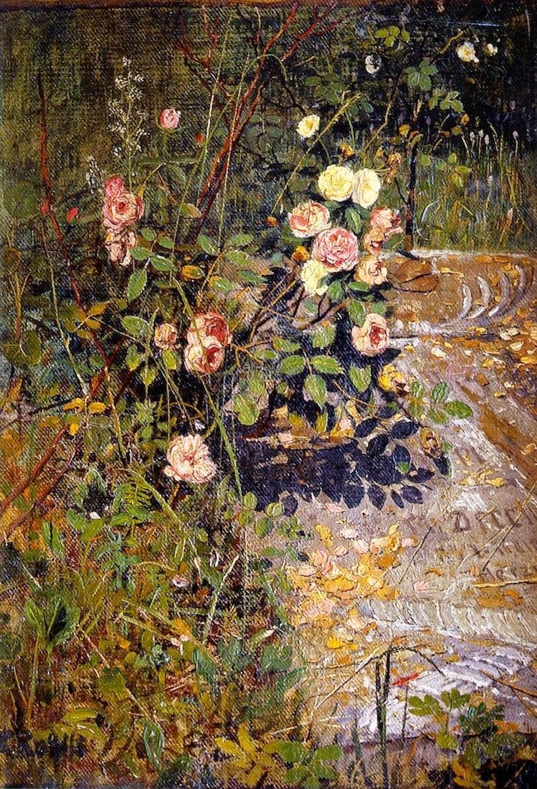 Artwork Title: Rose Bush and Headstone