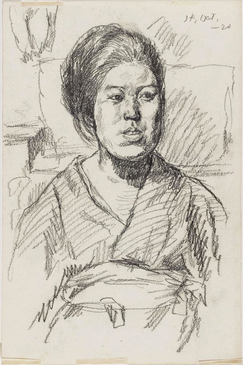 Artwork Title: Portrait of Mrs. Onchi (front); Etude dé Femme (back)