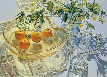 Artwork Title: Yellow Glass Bowl with Tangerines