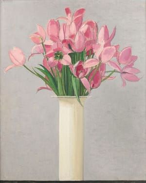 Artwork Title: Pink Tulips in a White Vase