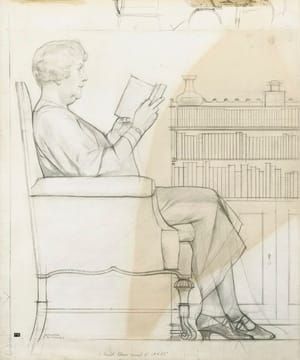 Artwork Title: Mrs. Oline Reading in an Armchair,